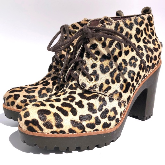 Sperry Top Sider Princeton Ankle Boot women 6M Leopard Print Lace Up High Heel - Picture 2 of 16